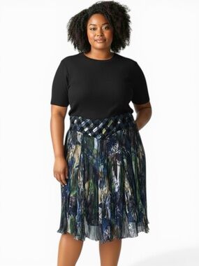 Alberto Makali Jewel Tones Skirt w Unique Waistband, Lined, Stretch, Gorgeous